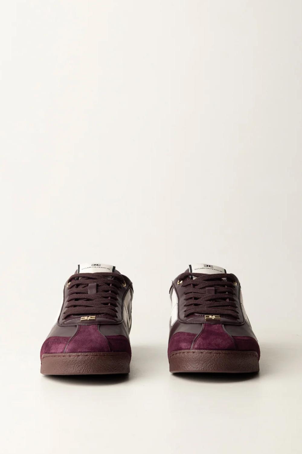 Sneaker in pelle con dettaglio logo<BR/> SA82G 56E2EH8 Elisabetta Franchi