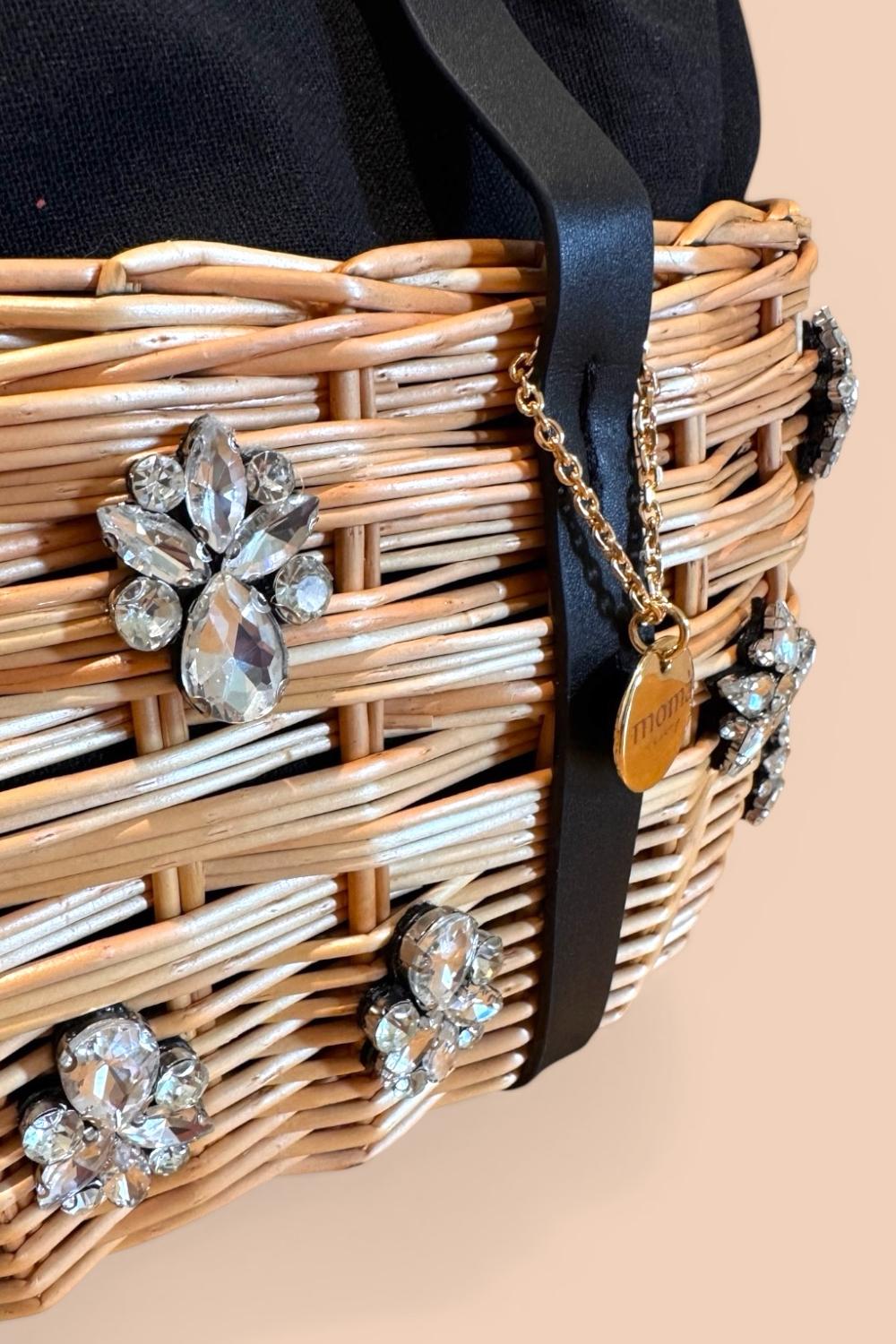 borsa in paglia SAINT TROPEZ NERO Momà Luxury