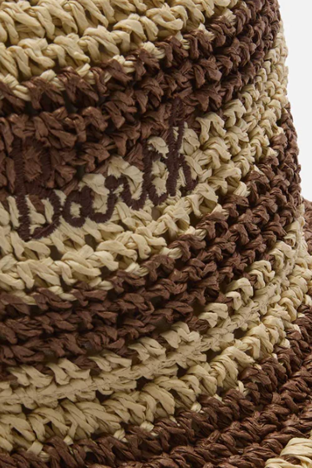 Cappello Polly MC2 a righe beige e marroni con logo ricamato PLY0001 -09410L Mc2 Saint Barth