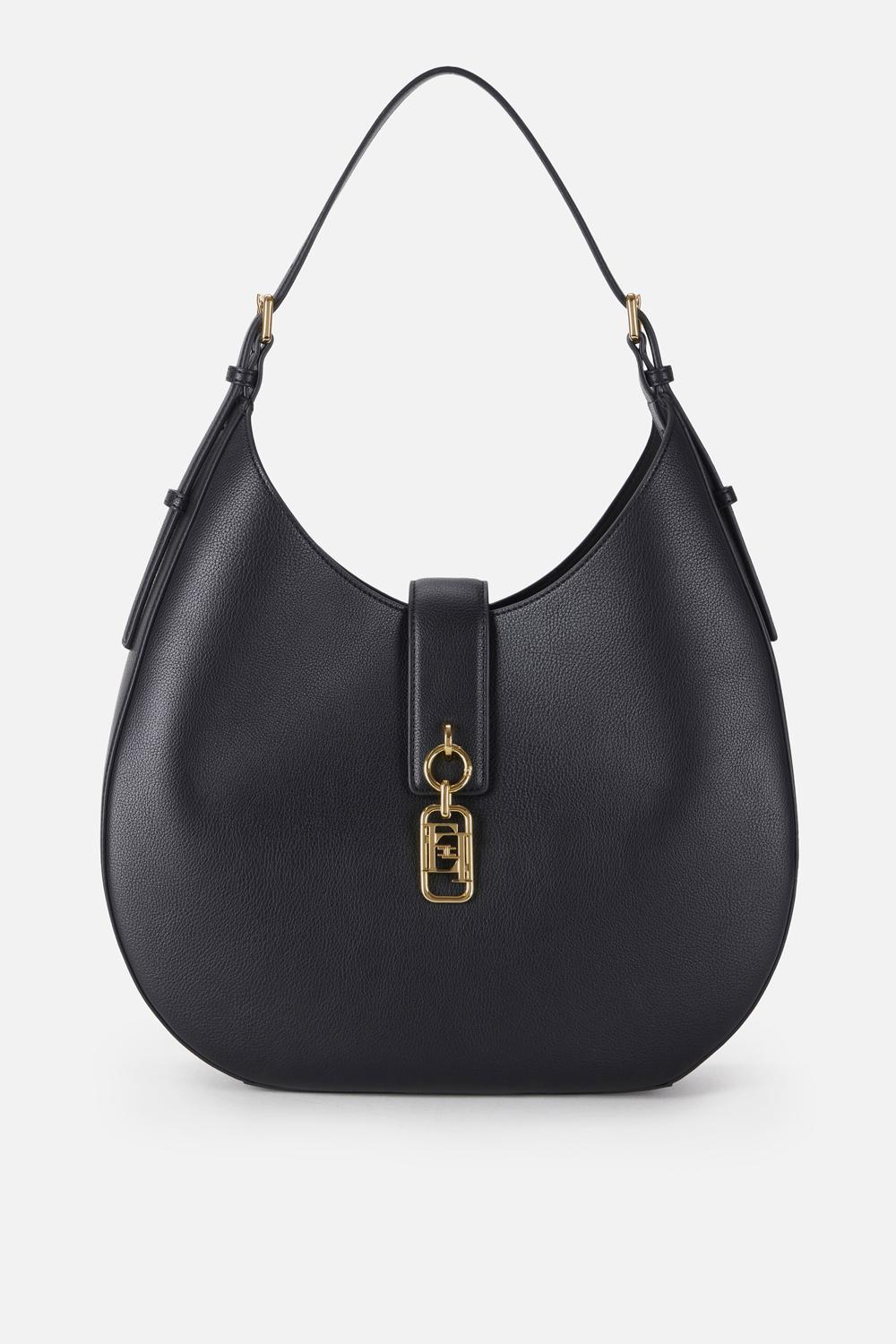 Borsa hobo rotonda con charm e finiture in metallo dorato BS06A 62E2110 Elisabetta Franchi