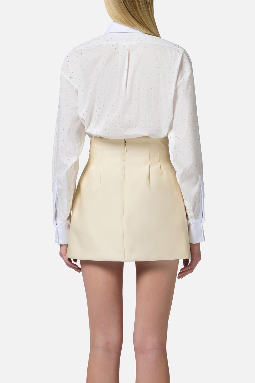 Camicia over in popeline con strass<BR/> CA004 51E2100 Elisabetta Franchi