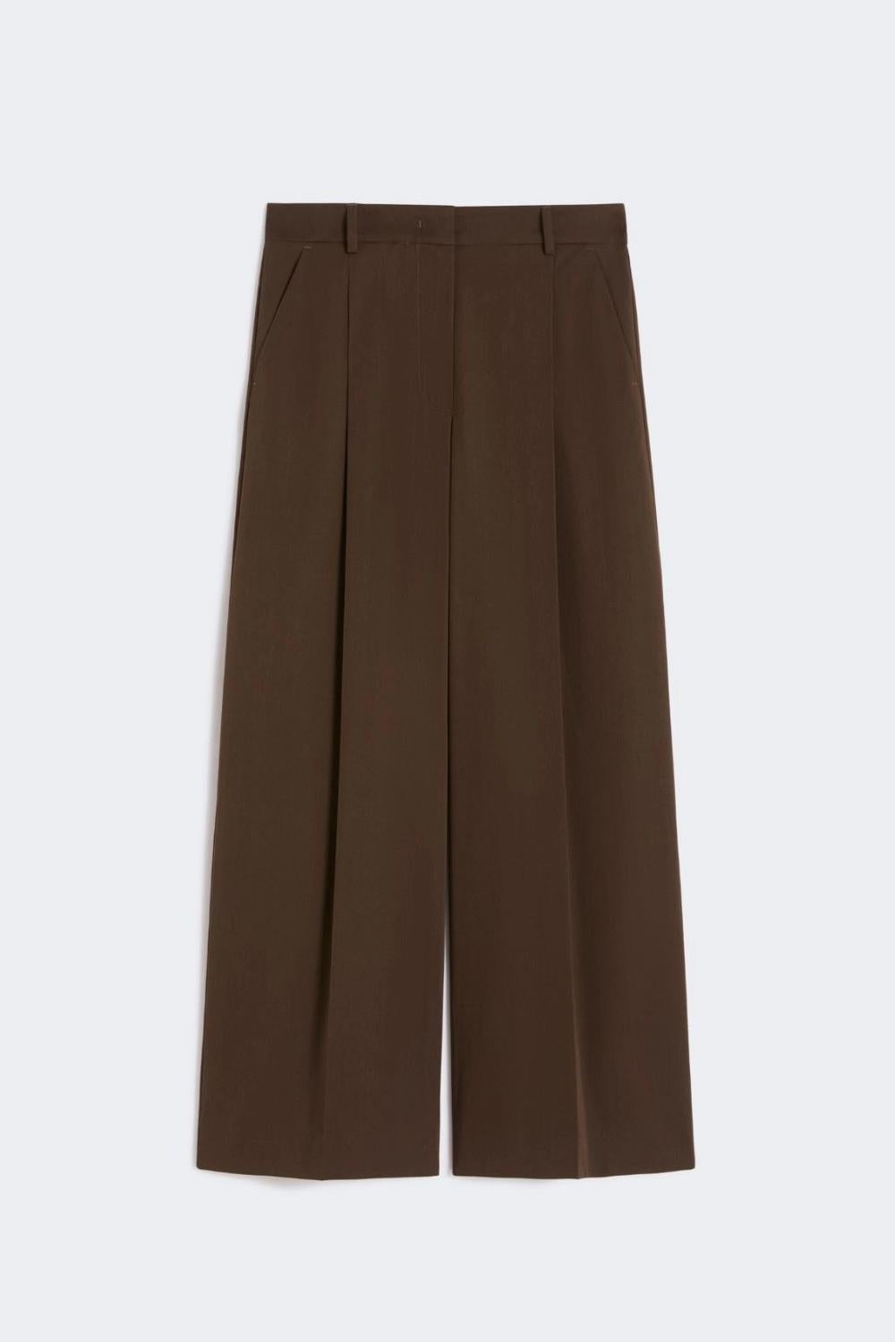 Pantaloni Donna Wide Leg in Gabardine di Cotone Stretch WKDBELLICO 031MARRONE Max Mara Weekend