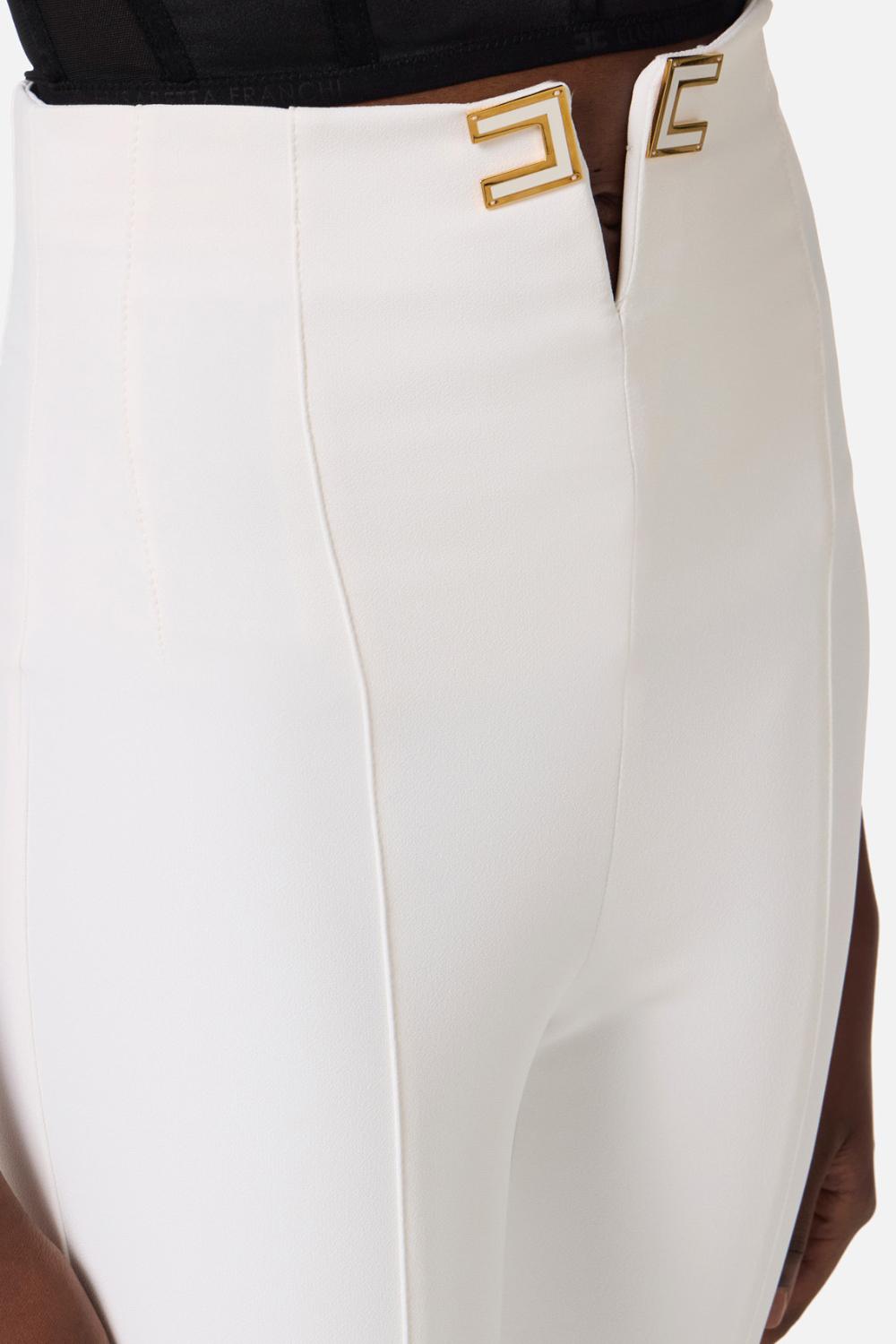 Pantaloni Elisabetta Franchi in Doppio Crêpe Stretch con Apertura a V PA163 61E2360 Elisabetta Franchi