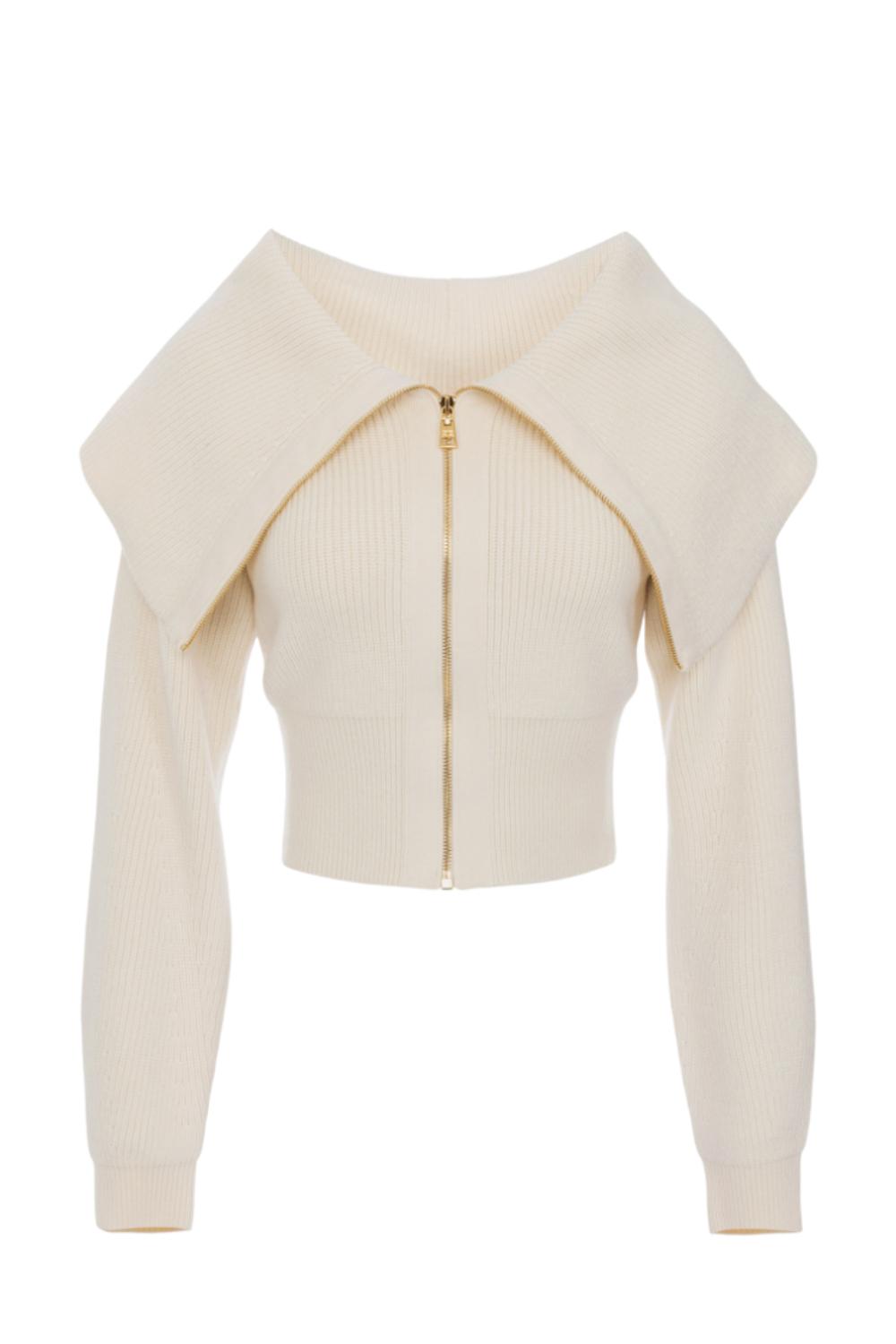 Cardigan in misto lana con zip<BR/> MK04S 56E2DZ9 Elisabetta Franchi