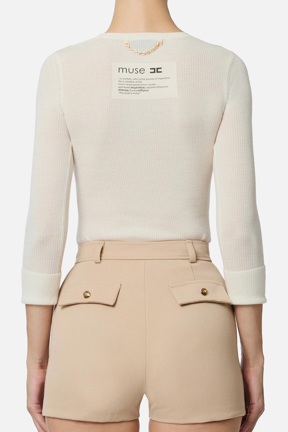 Top in maglia con dettaglio lettering<BR/> MK41B 57E2DZ9 Elisabetta Franchi