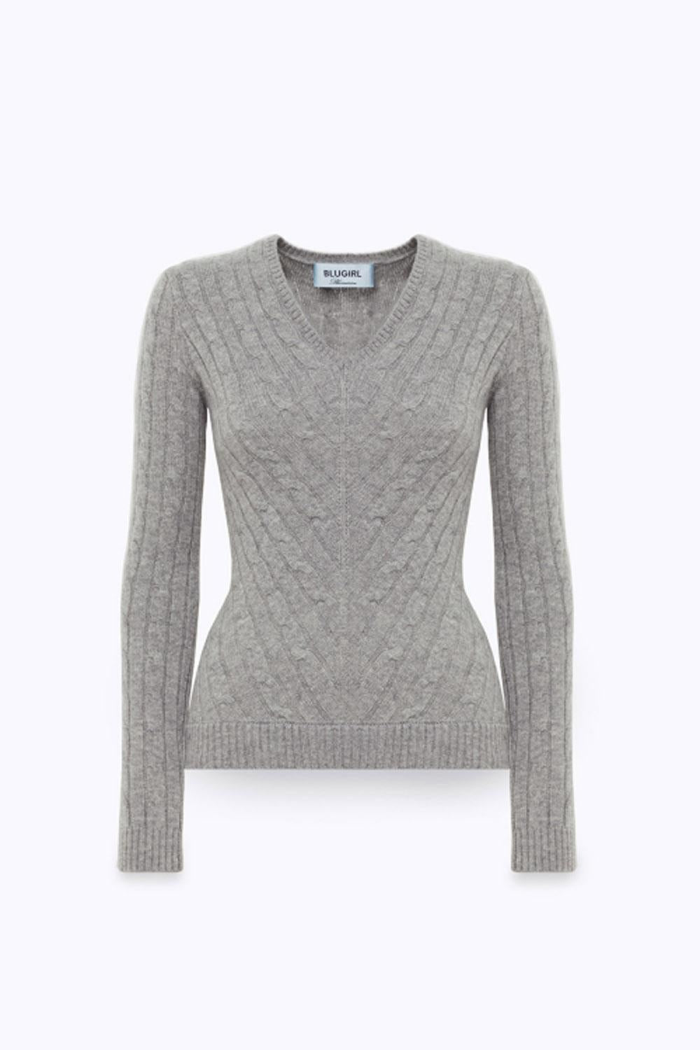 MAGLIA IN LANA E CACHEMIRE CON TRECCE RF5248 MA38R02034 Blugirl