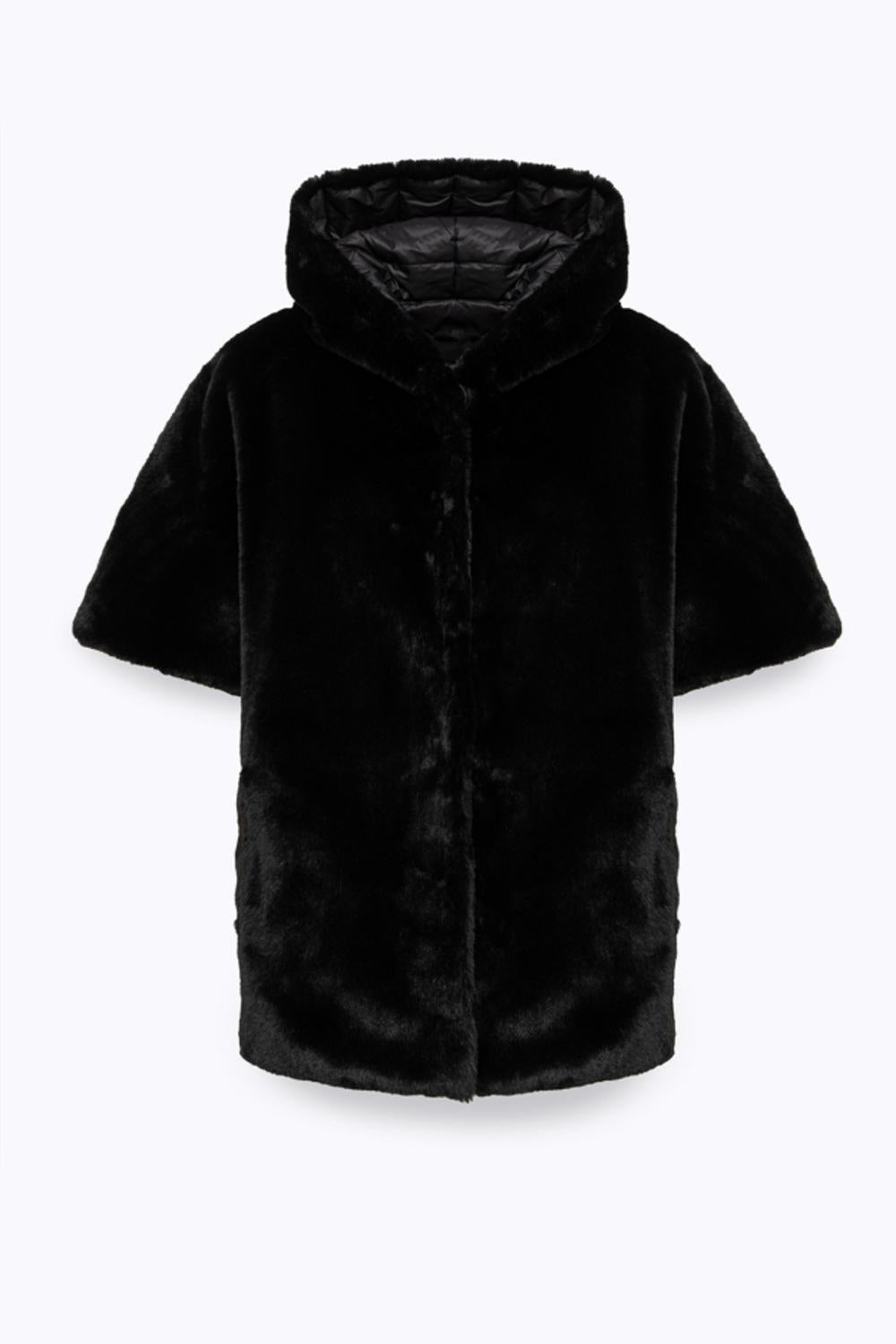 Cappa reversibile in faux fur con cappuccio PF5004 T030022222 Blugirl