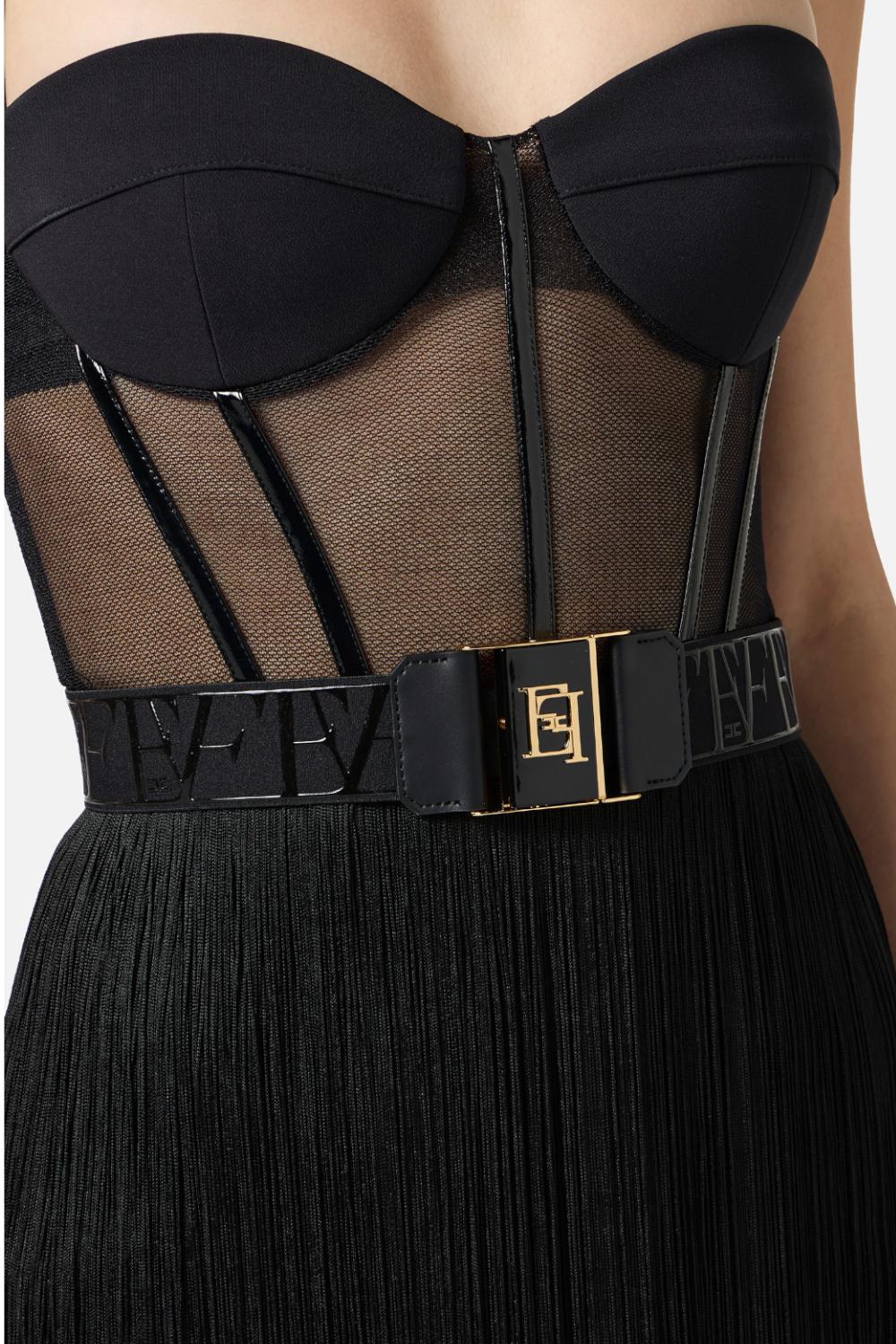 Mini abito in tulle con frange<BR/> AB825 56E2110 Elisabetta Franchi