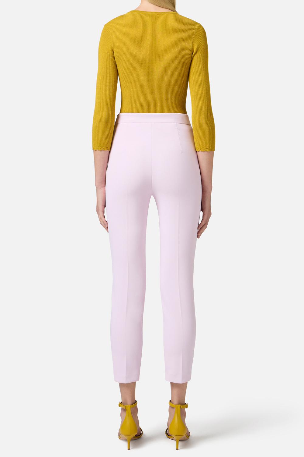 Pantaloni in crêpe con piping e morsetto gioiello<BR/> PAT71 51E2DK3 Elisabetta Franchi