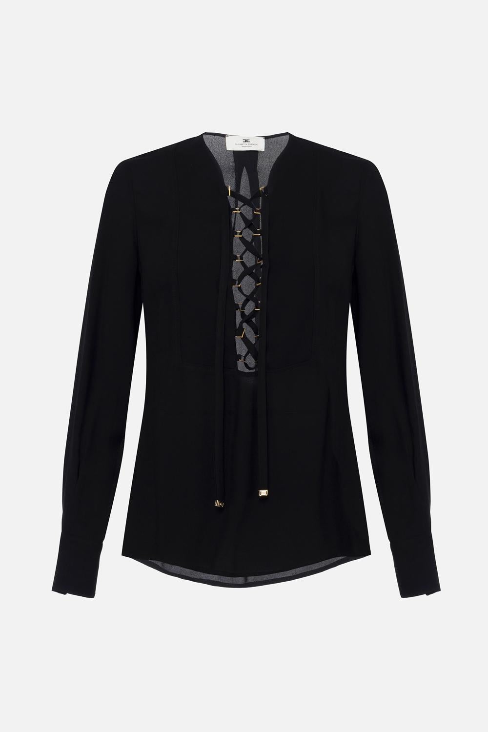 Blusa in georgette con lacci<BR/> CA003 51E2110 Elisabetta Franchi