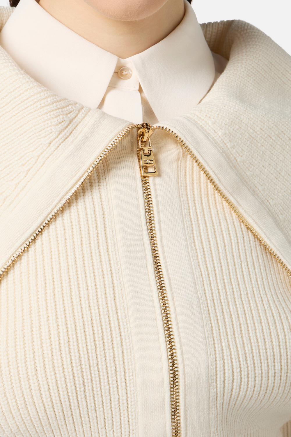 Cardigan in misto lana con zip<BR/> MK04S 56E2DZ9 Elisabetta Franchi