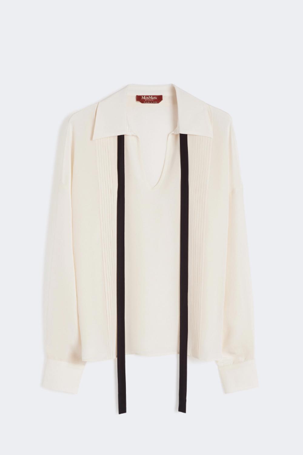 Blusa in seta con cravattino MSTCOLONO 048BEIGE Max Mara Studio