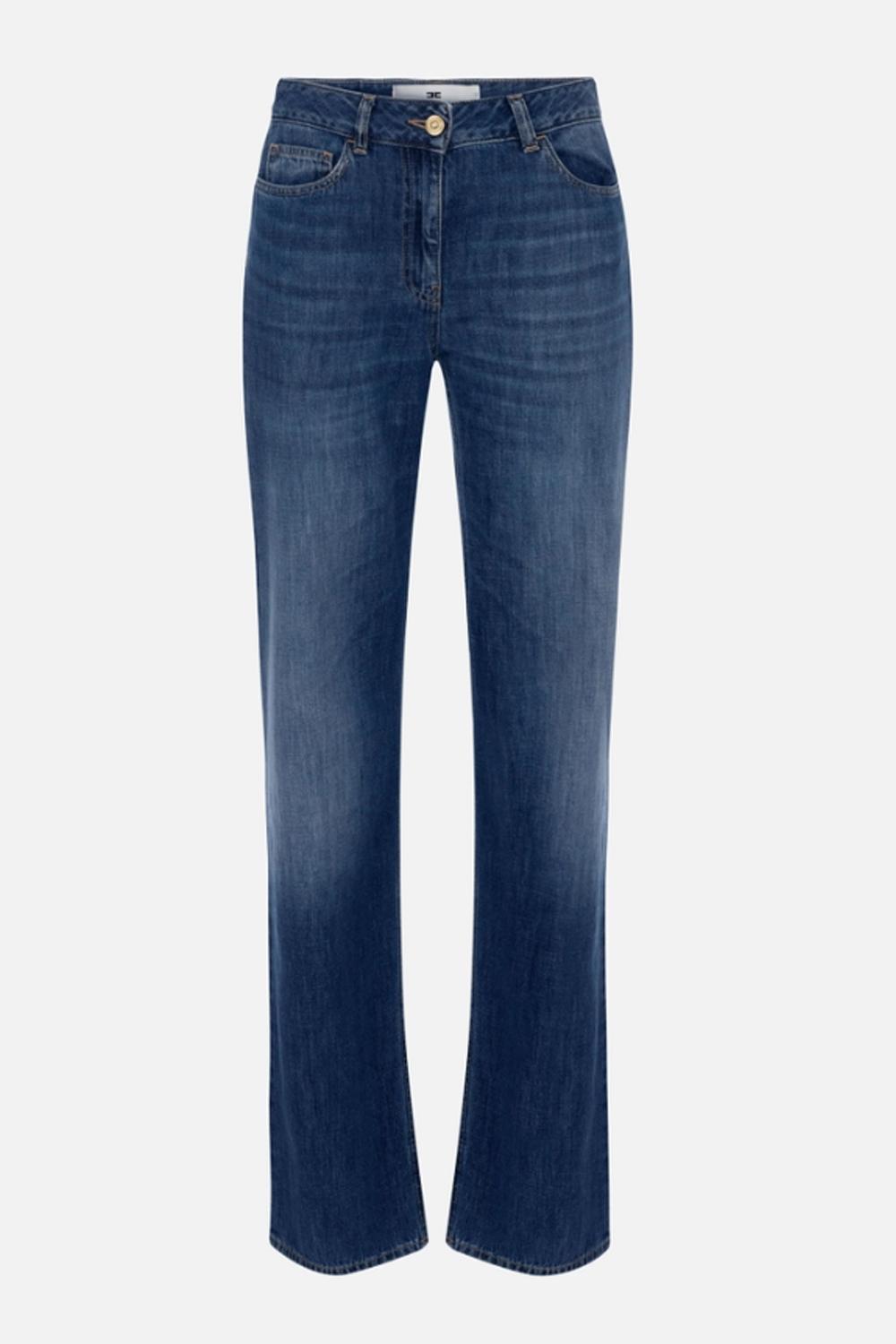 Jeans a palazzo con dettagli logo<BR/> PJ09I 56E2104 Elisabetta Franchi