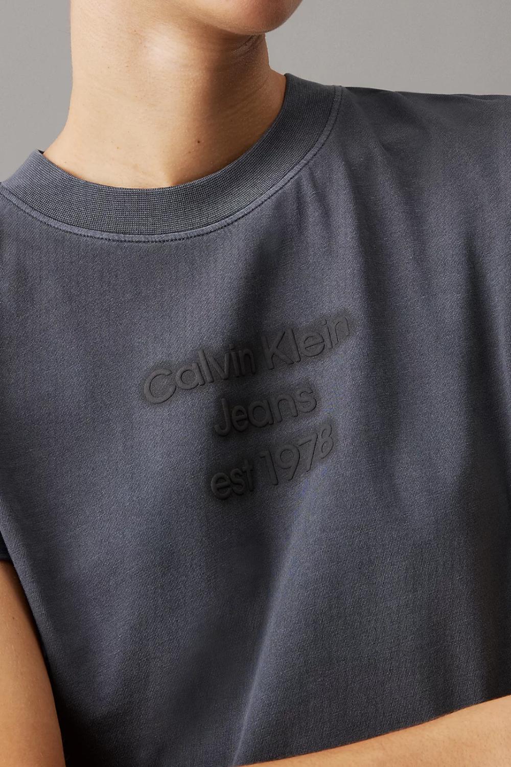 T-shirt con logo lavata slim<BR/> J20J224988 PT2 Calvin Klein