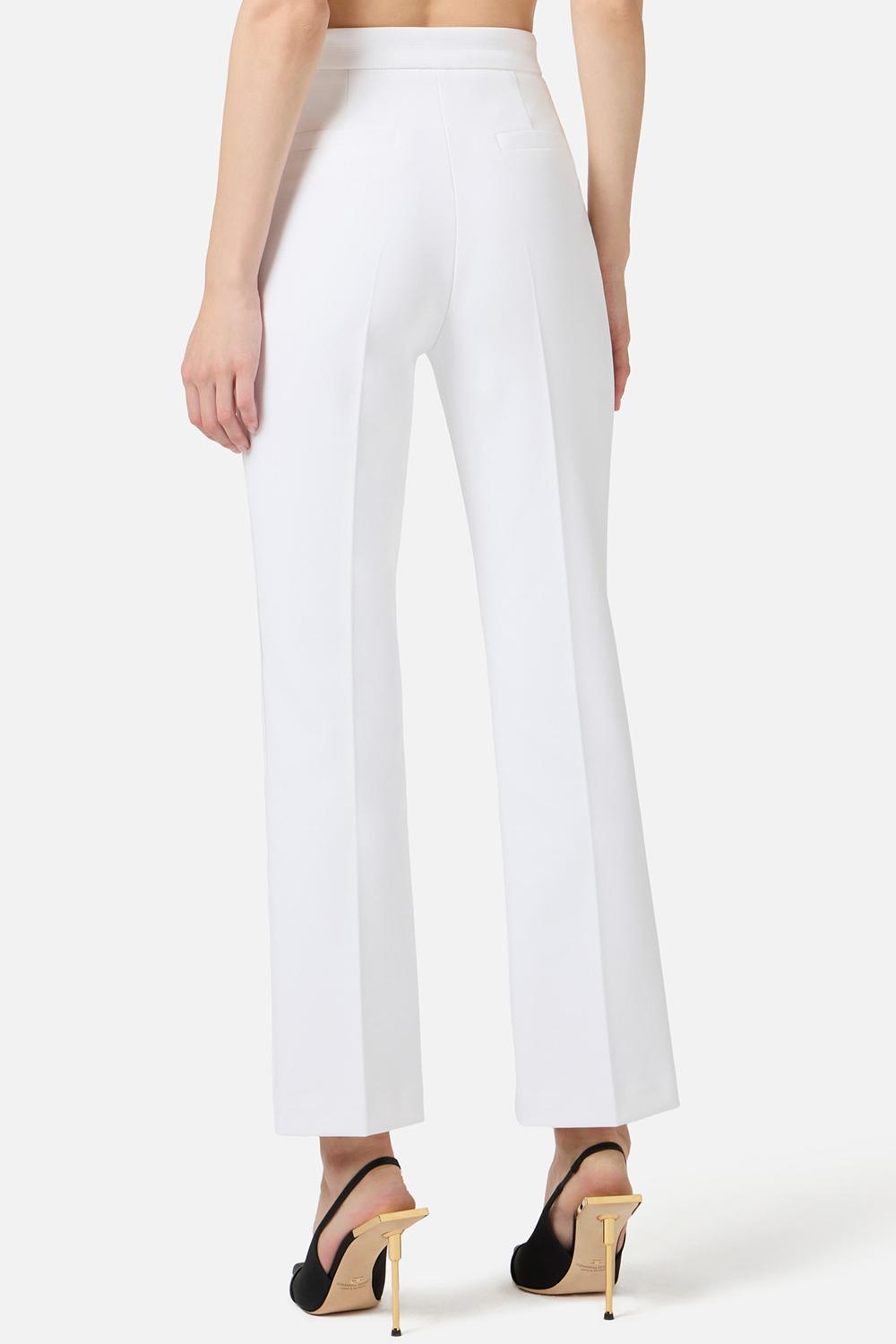 Pantaloni in doppio crêpe stretch con logo charm PA168 61E2360 Elisabetta Franchi