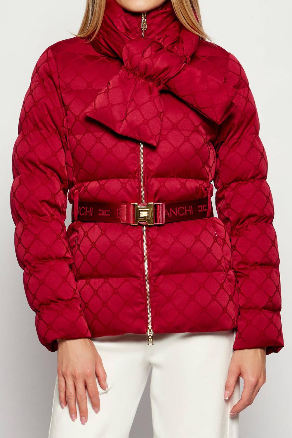 Piumino in tessuto vela jacquard con cintura PI83D 56E2EA5 Elisabetta Franchi