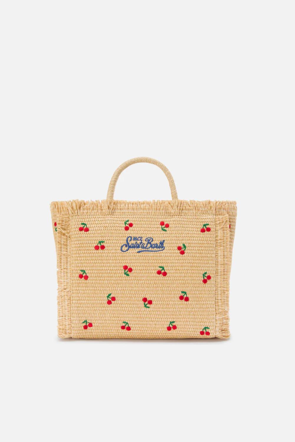 Borsa Colette in tessuto effetto paglia con ricami ciliegie COL0017 -00345L Mc2 Saint Barth