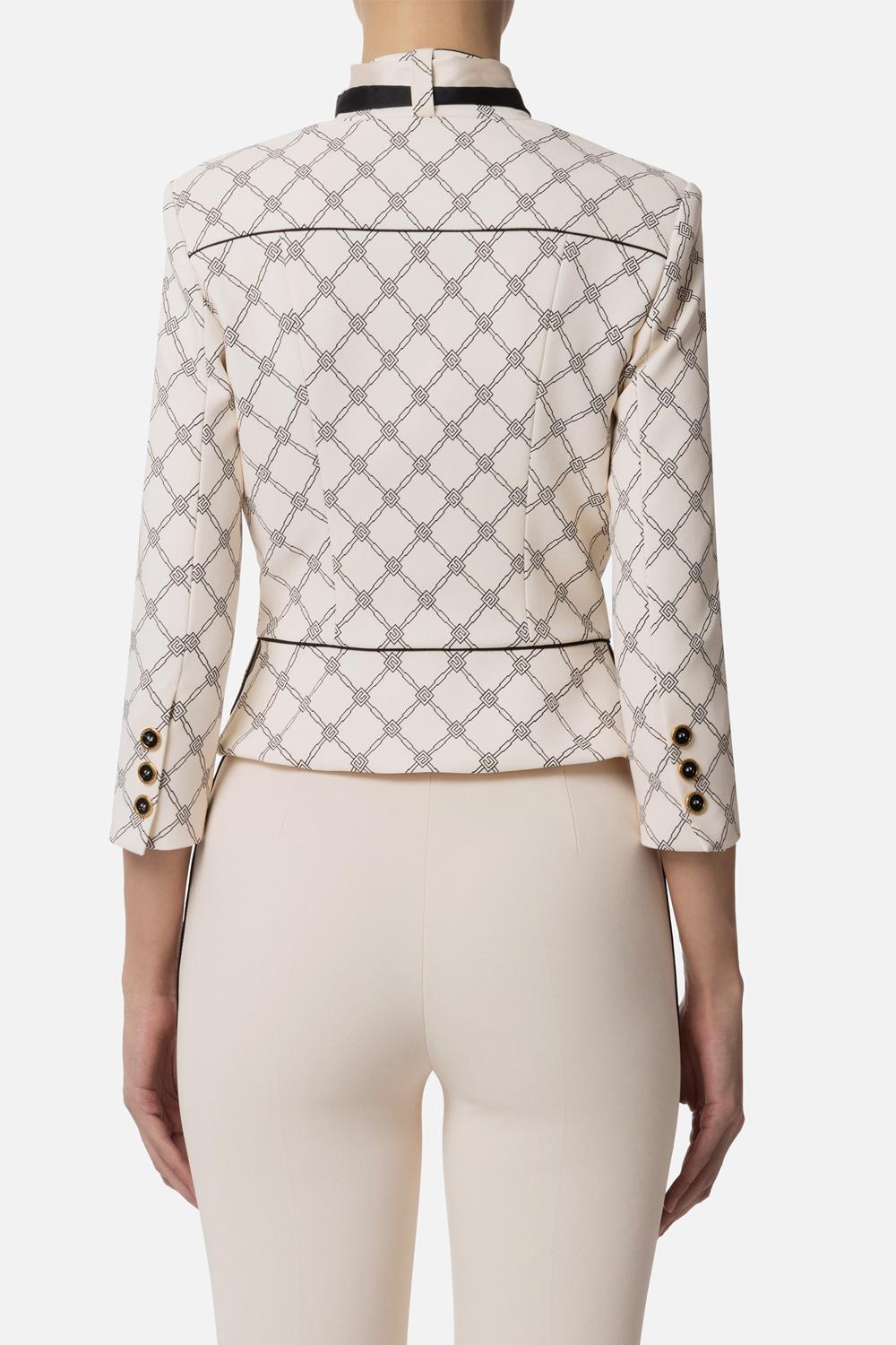 Giacca in crepe stretch stampato con foulard removibile<BR/> GIS51 51E2E84 Elisabetta Franchi
