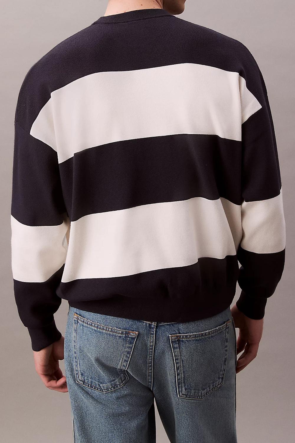 Maglione a righe in maglia tecnica taglio relaxed<BR/> LV04RC304G CHW Calvin Klein