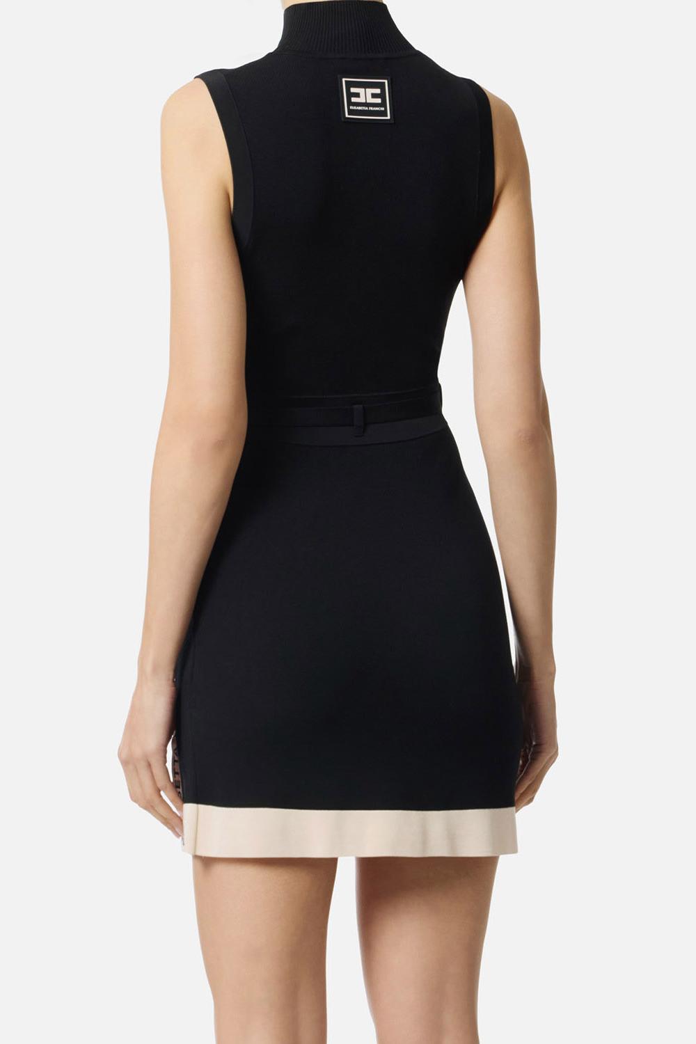 Mini abito in maglia con bande in viscosa lucida AM02S 61E2685 Elisabetta Franchi