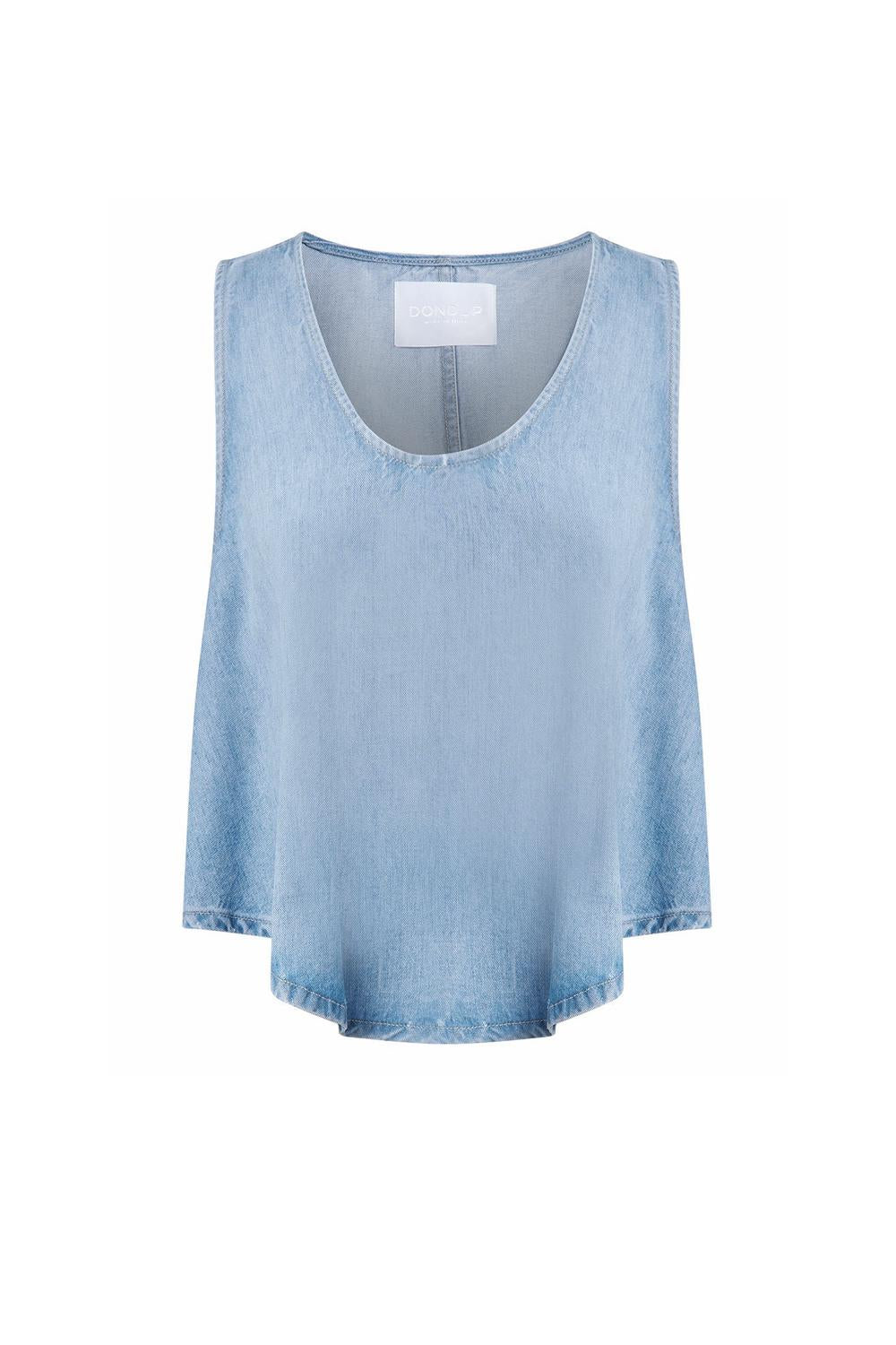 Top cropped in denim fisso lyocell DC454 DF0266D-MC6800 Dondup