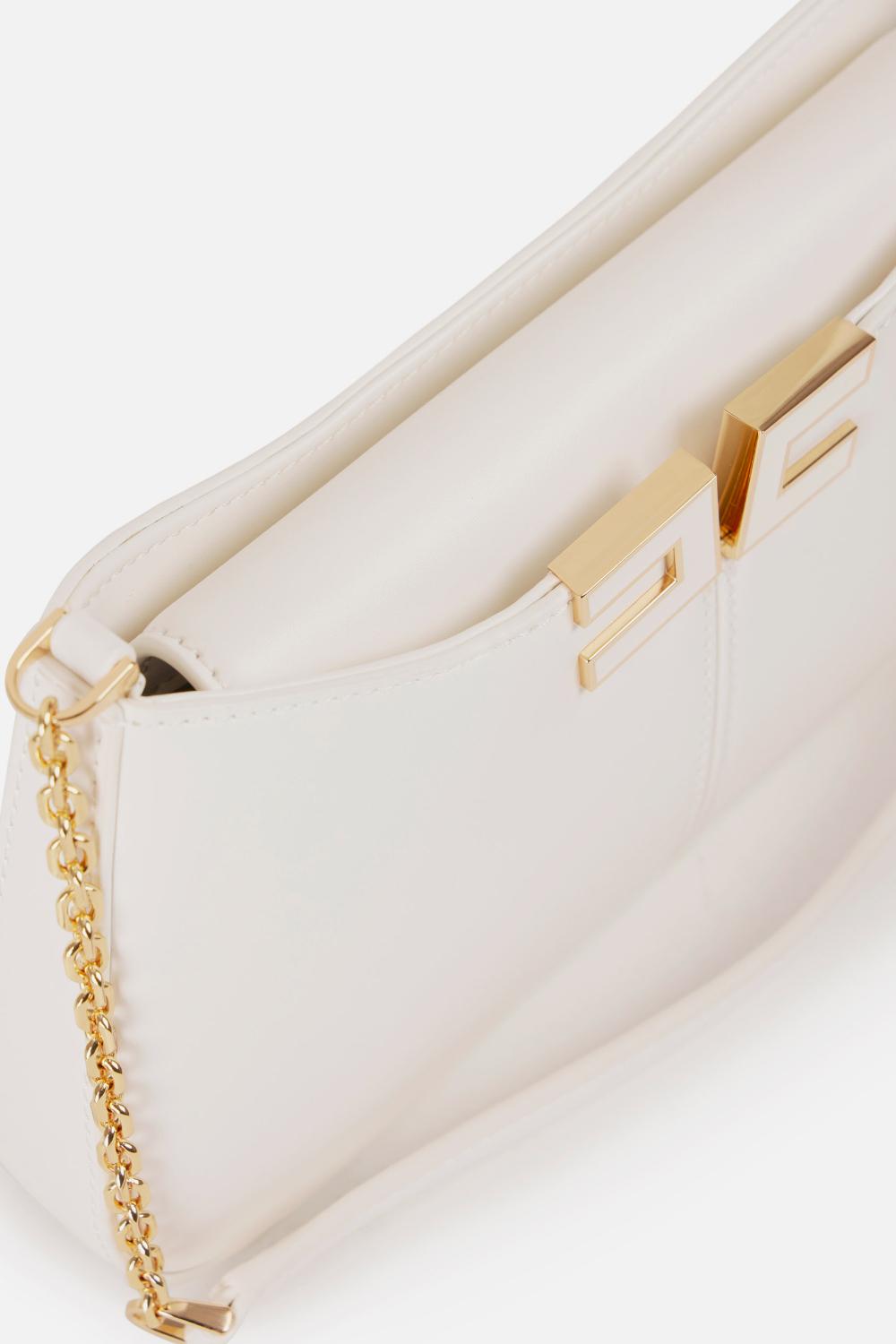 Borsa Elisabetta Franchi a Spalla con Tracolla in Metallo e Logo Dorato BS93A 61E2360 Elisabetta Franchi