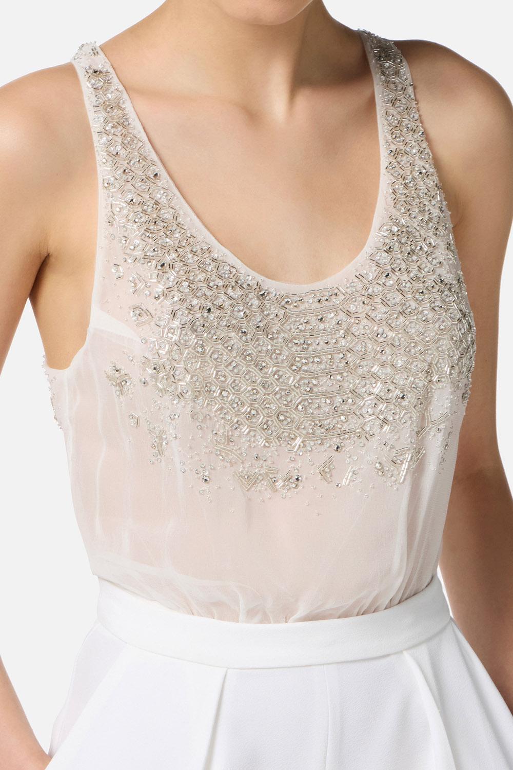 Tuta in georgette e crêpe con cristalli TU063 57E2360 Elisabetta Franchi