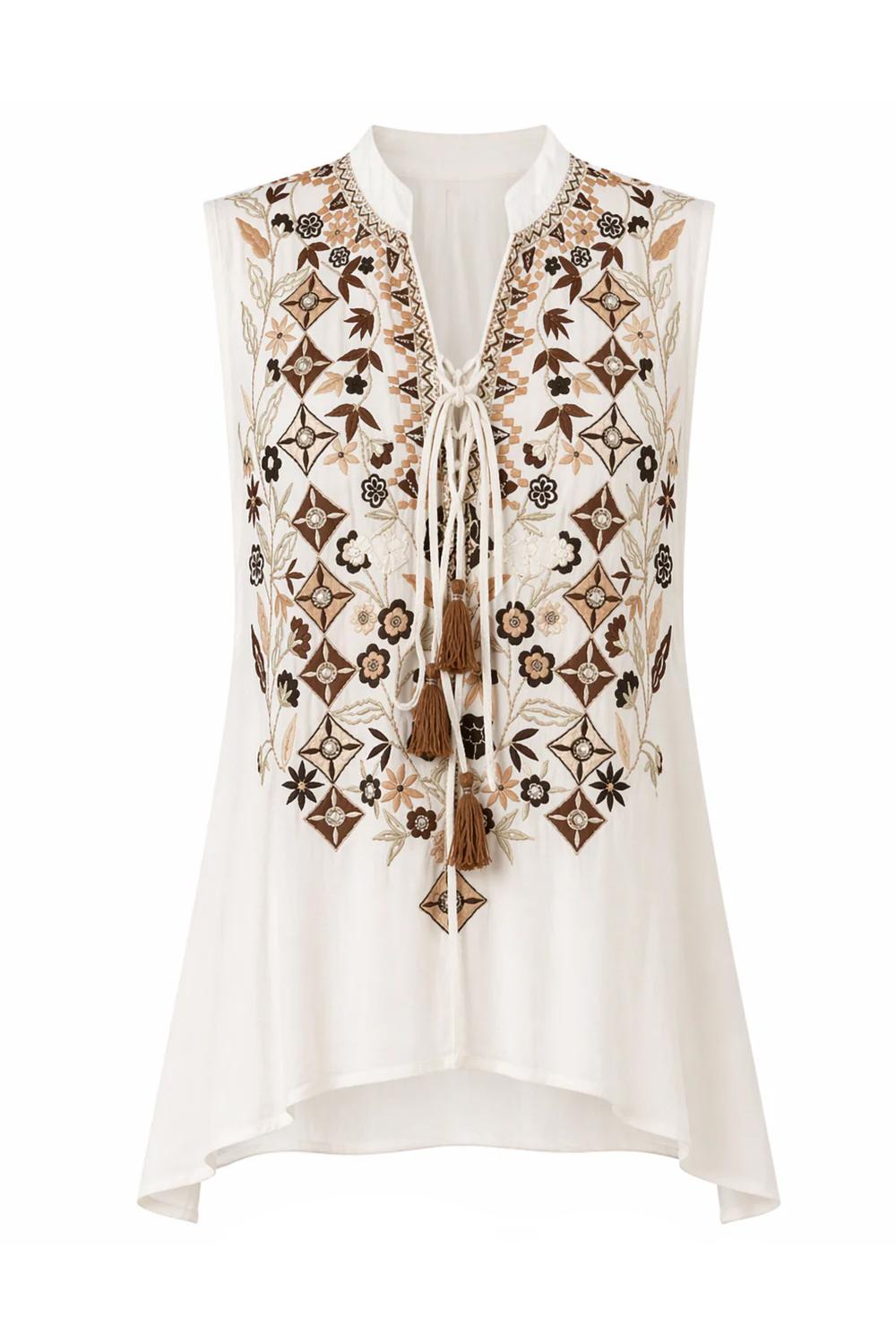 Top 100% Rayon con ricamo TP2606 114 Pahiesa Formentera