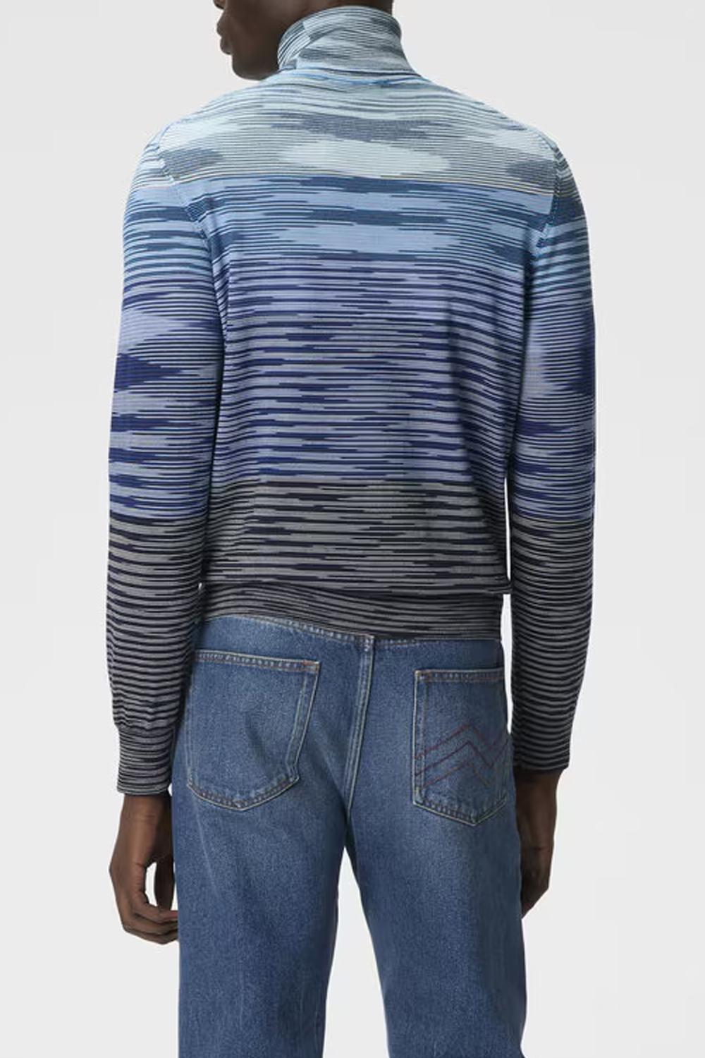 Maglia collo alto in pura lana fiammata all-over<BR/> US25WN0U BK015US72MN Missoni