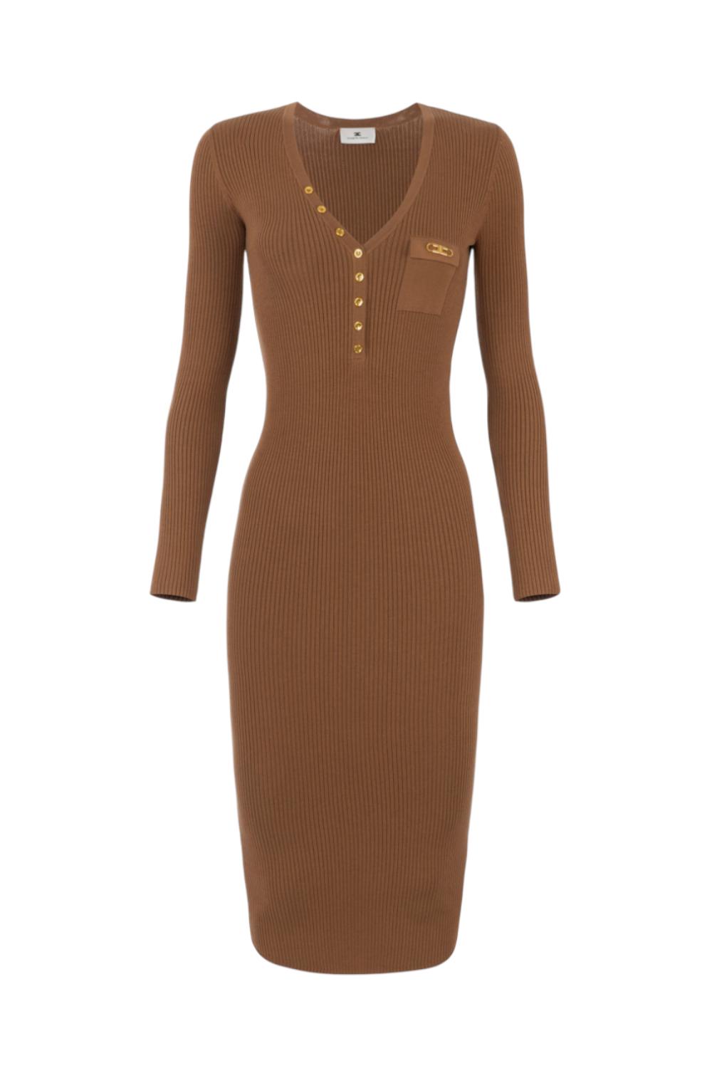 Abito in maglia a costine con taschino<BR/> AM10B 56E2EC1 Elisabetta Franchi