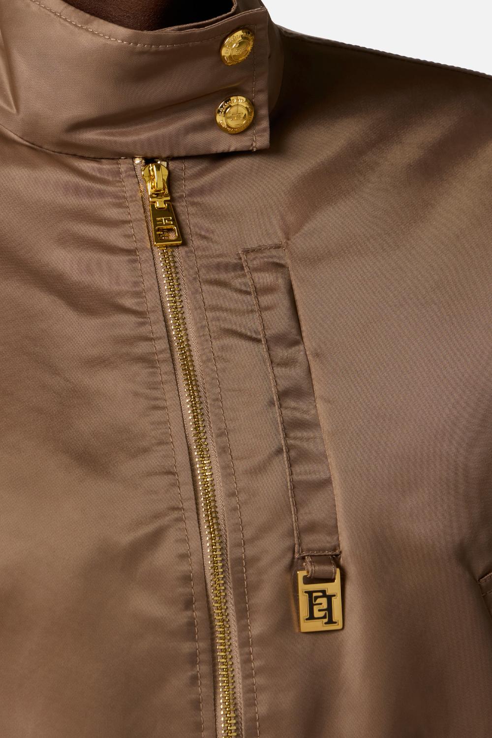 Bomber Elisabetta Franchi in Nylon con Colletto Alto e Dettagli Dorati GB05D 61E2229 Elisabetta Franchi