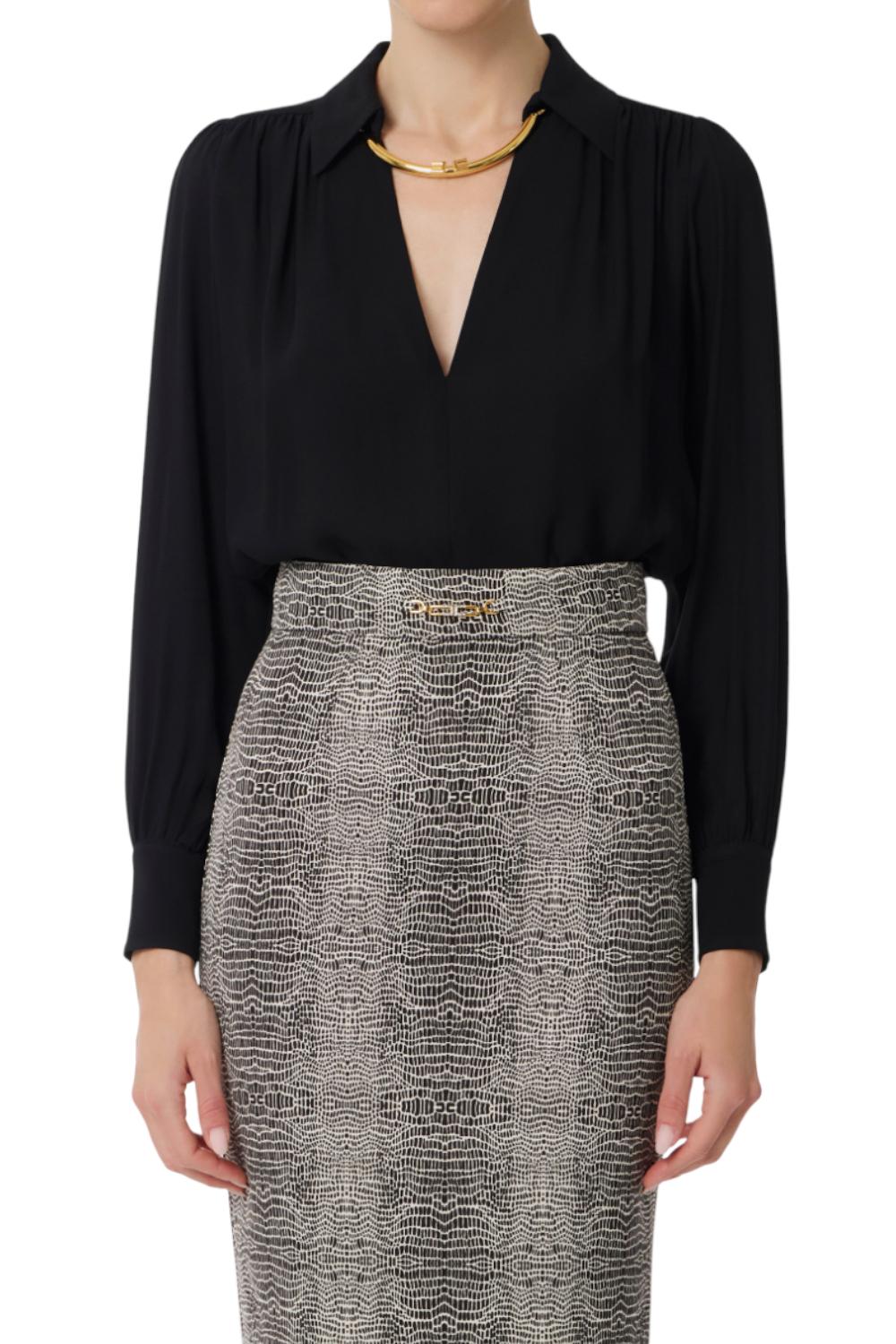 Camicia in georgette con dettaglio gioiello<BR/> CA123 56E2110 Elisabetta Franchi