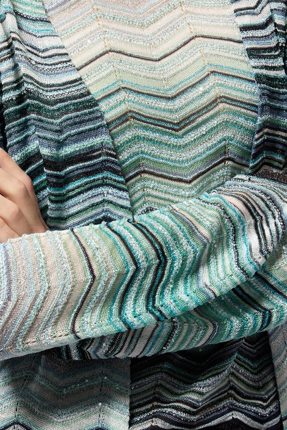 Cardigan lungo motivo chevron con paillettes DS26SM0H BK01H9SMSN4 Missoni