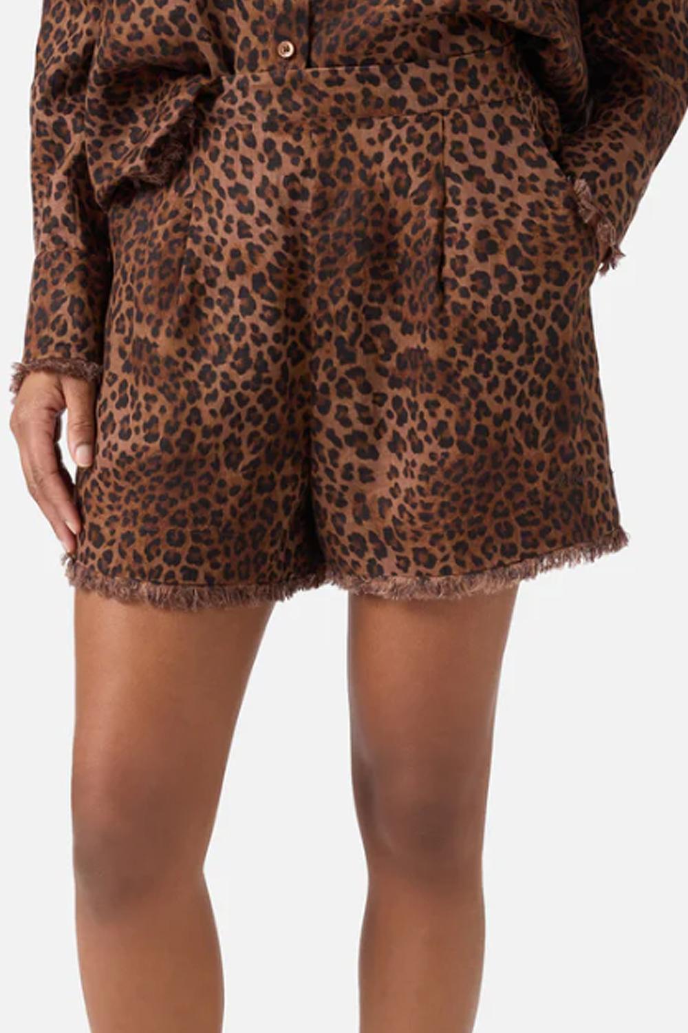 shorts in lino leopardato AMN0001 -07842L Mc2 Saint Barth