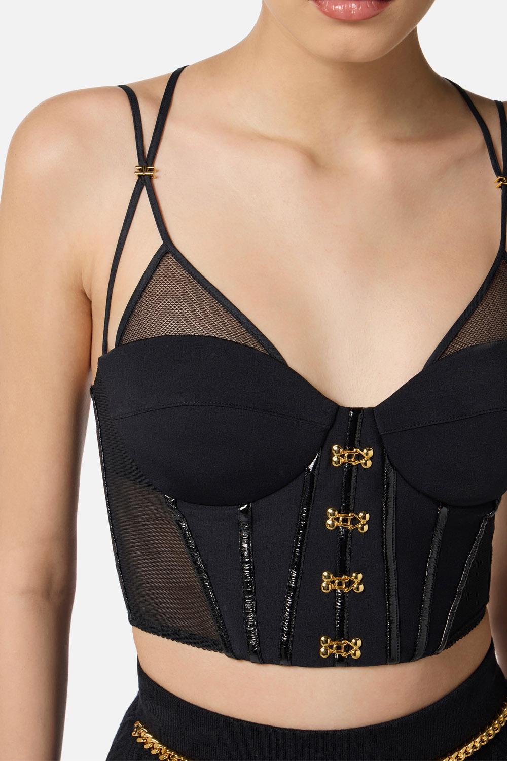 TOP IN NEOPRENE CON DETTAGLI CORSETTO TO040 57E2110 Elisabetta Franchi