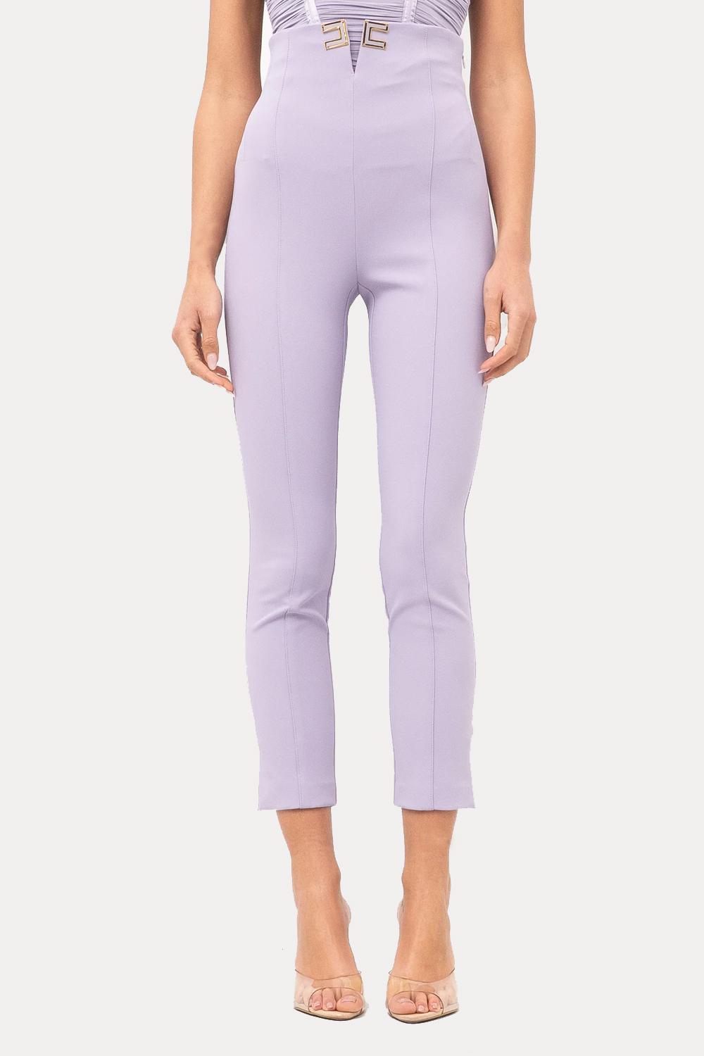 Pantaloni Elisabetta Franchi in Doppio Crêpe Stretch con Apertura a V PA163 61E2EV7 Elisabetta Franchi