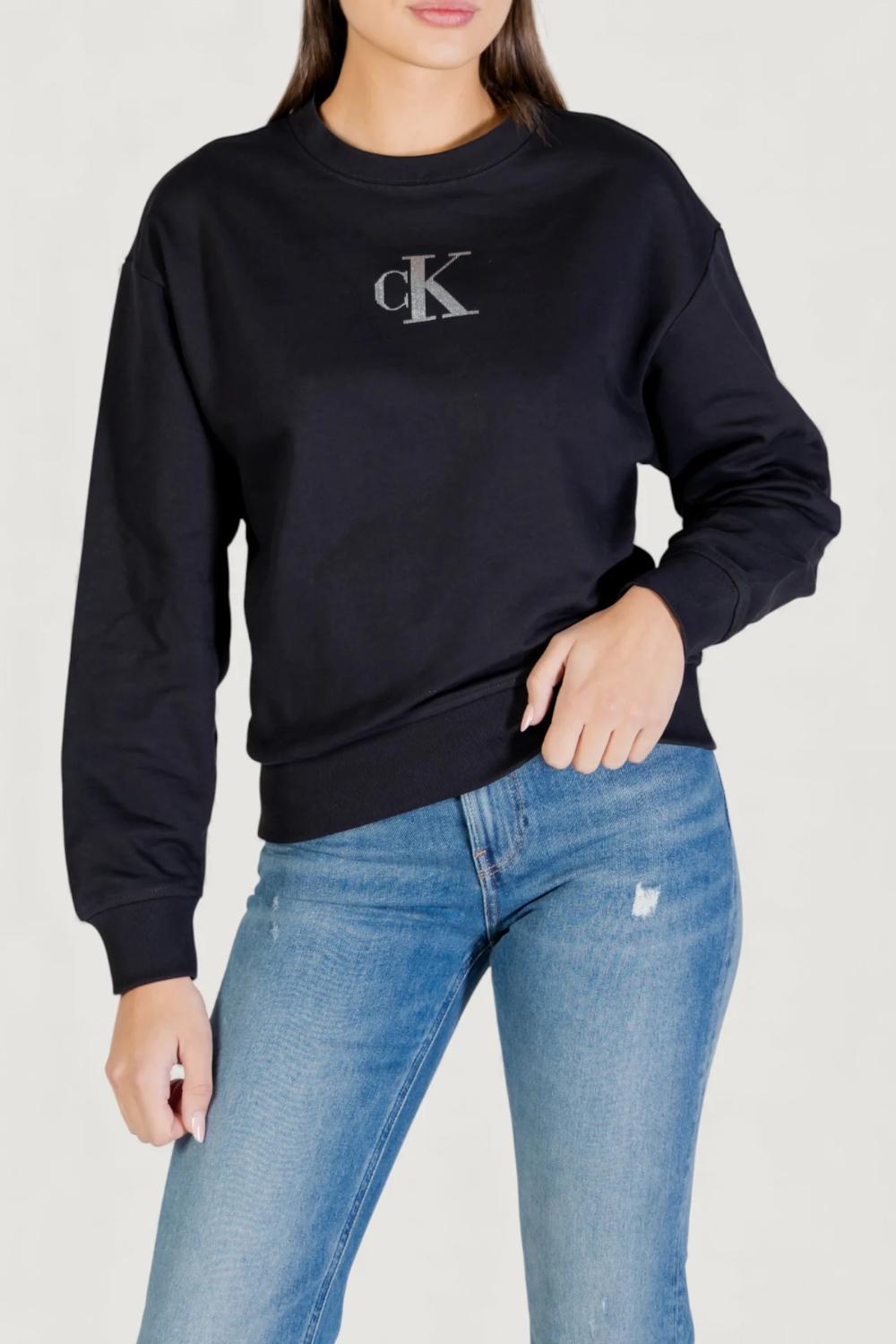 Felpa Donna Calvin Klein Jeans Girocollo con Logo Monogram Ricamato LV047E828G /UB1 Calvin Klein