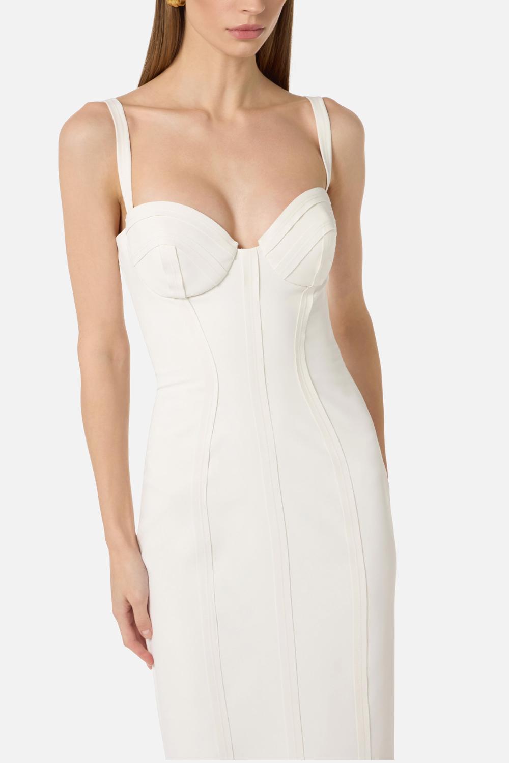 Abito Elisabetta Franchi in Crêpe con Top Bustier e Cuciture a Vista<BR/> AB918 61E2360 Elisabetta Franchi