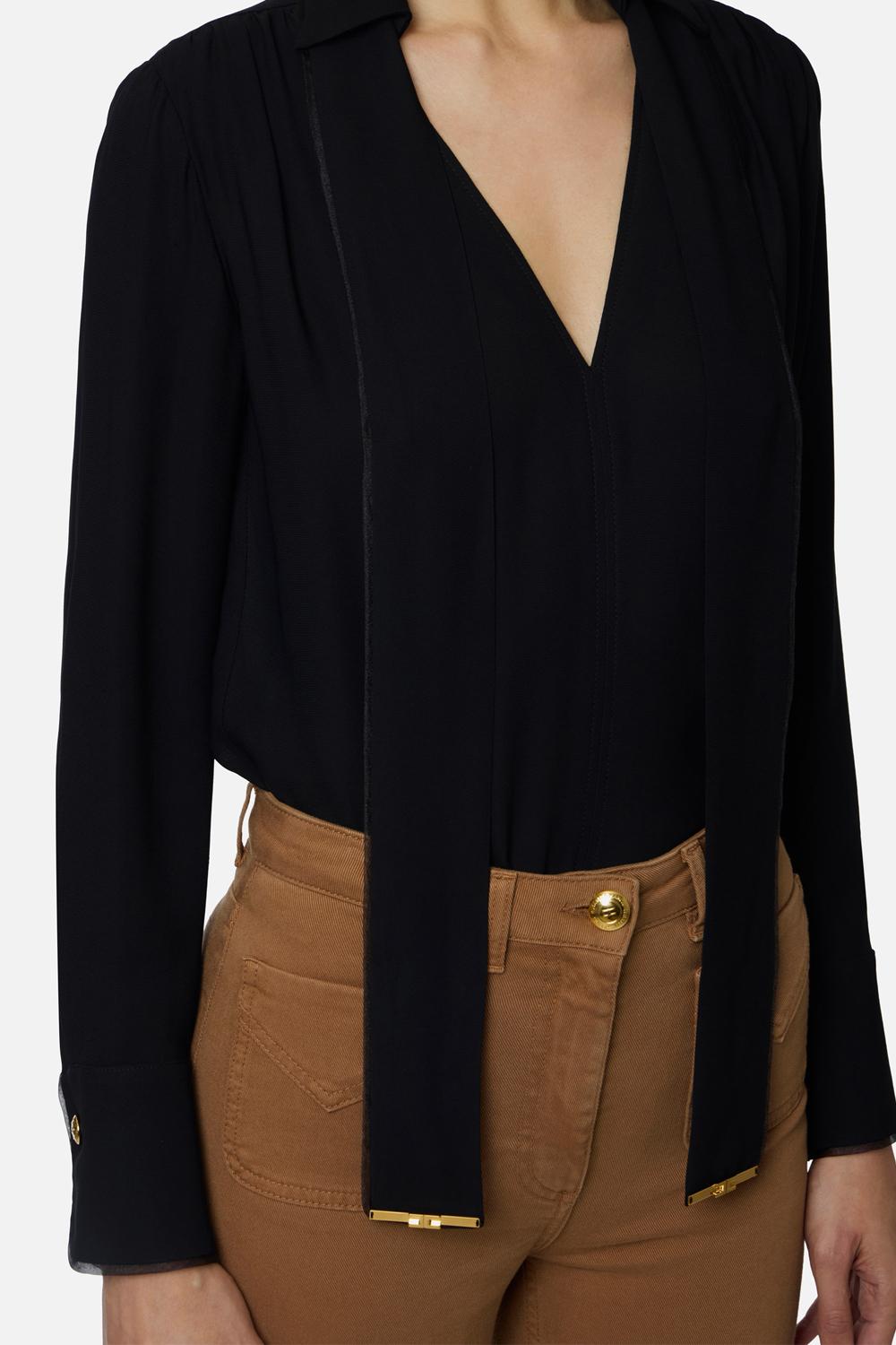 Camicia in georgette di viscosa con fusciacca CA146 61E2110 Elisabetta Franchi