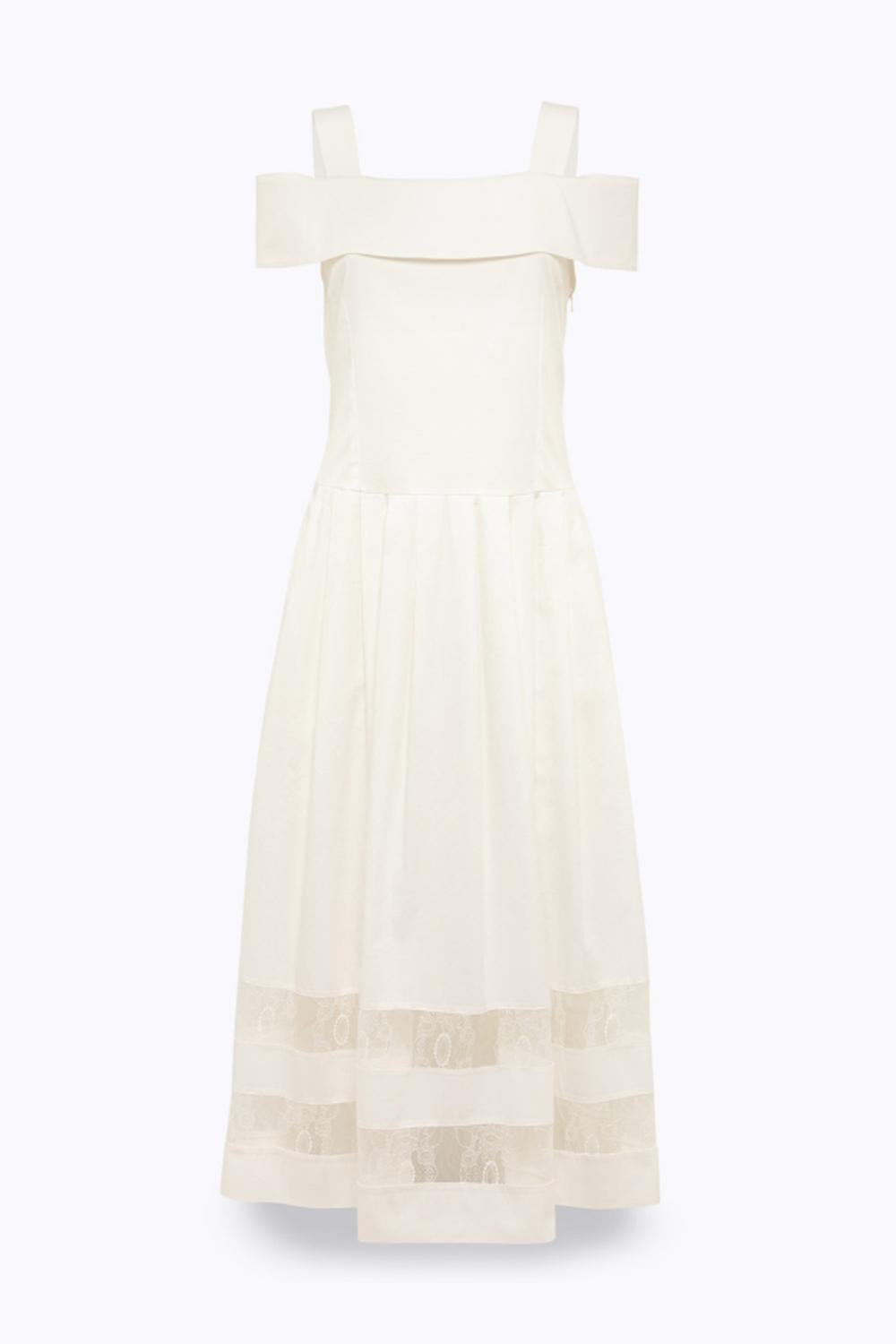 ABITO MIDI IN COTONE E PIZZO RA6154 T544A11111 Blugirl