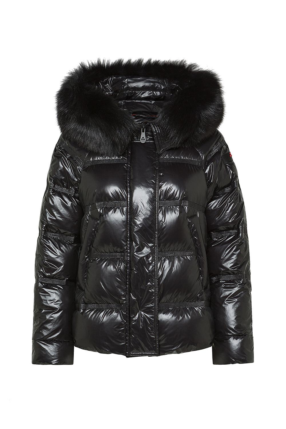 Piumino Corto TAKAN in Piuma dOca con Cappuccio e Pelliccia Staccabile PED5123 01181752NER Peuterey