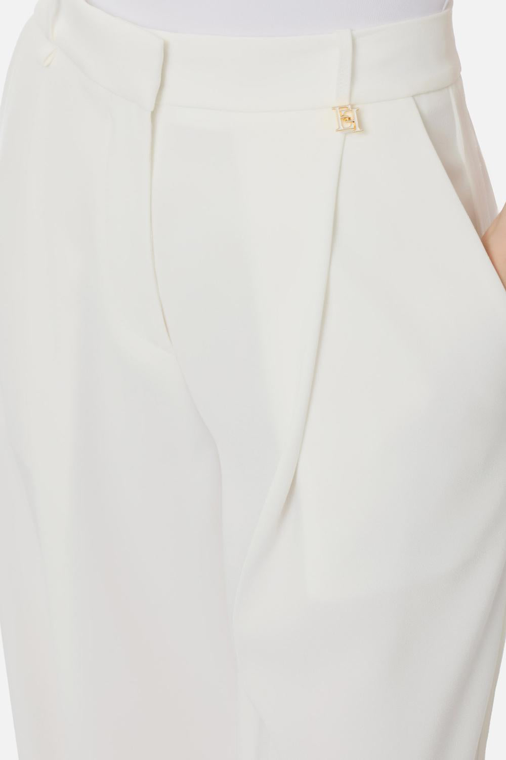 Pantaloni in crêpe leggero con logo charm PA167 61E2360 Elisabetta Franchi