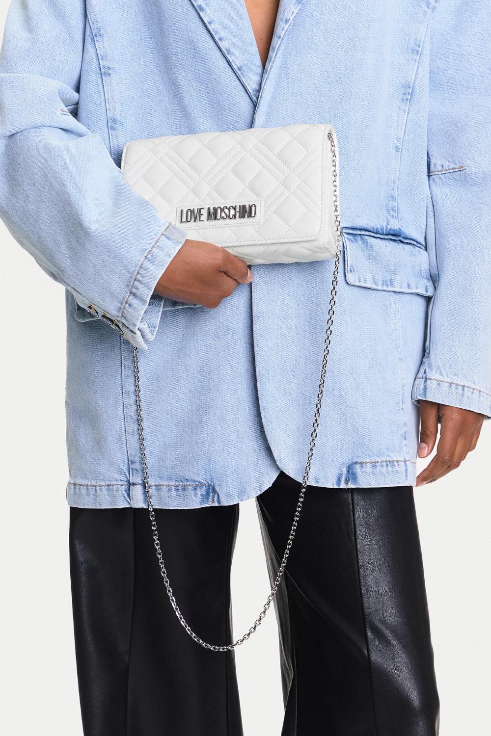 Pochette trapuntata Love Moschino con logo lettering e catena JC4079PP1O LA0100 Love Moschino