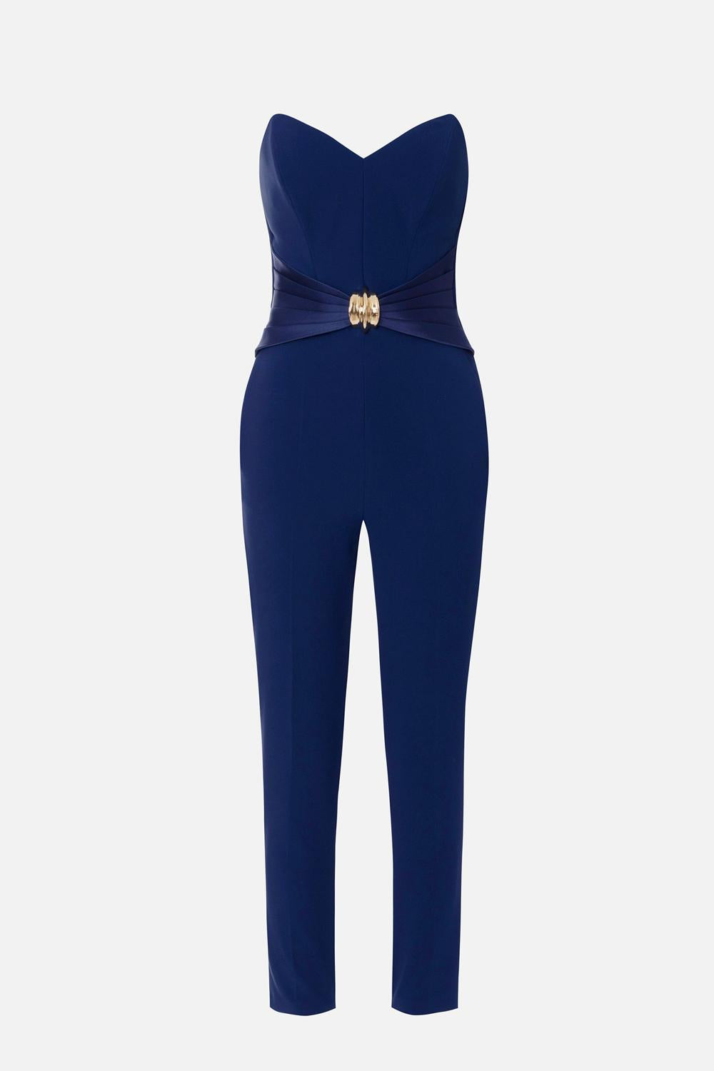 Tuta in crêpe fluido con macro fiocco<BR/> TU039 51E2DC8 Elisabetta Franchi