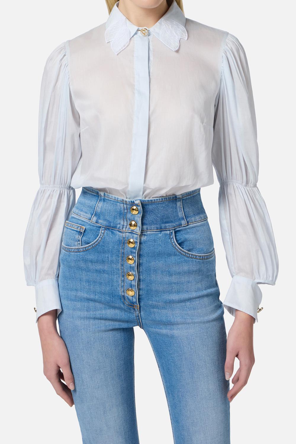 Camicia in mussola con maniche a balza<BR/> CA057 51E2A28 Elisabetta Franchi