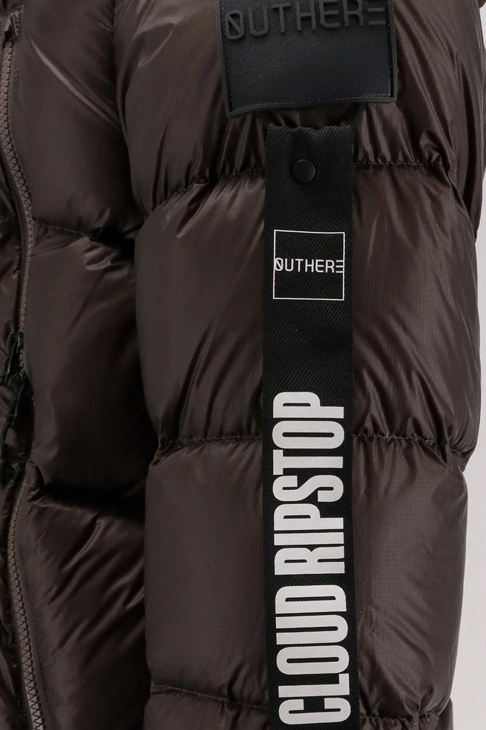 Piumino Outhere con cappuccio in micro ripstop 4640-507 A032COFFEE Outhere