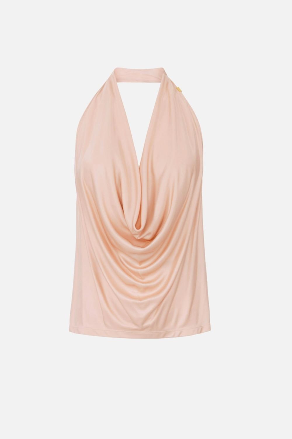 Top Elisabetta Franchi in Jersey di Viscosa Lucida con Scollo a Gronda<BR/> CN008 61E2EA1 Elisabetta Franchi