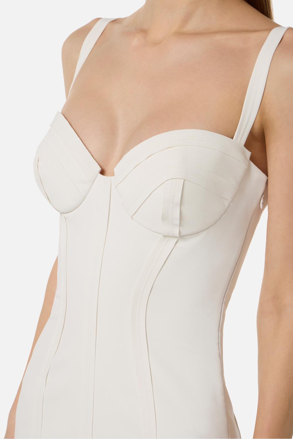 Abito Elisabetta Franchi in Crêpe con Top Bustier e Cuciture a Vista<BR/> AB918 61E2360 Elisabetta Franchi