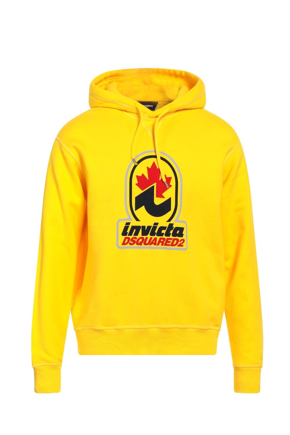 Felpa con cappuccio Invicta x Dsquared2 in cotone con stampa logo frontale S71GU0561 S25516173YELLOW Dsquared2