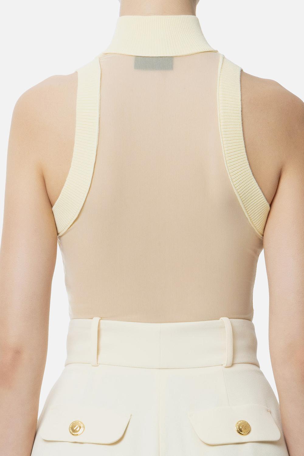 Top in viscosa con dettaglio in tulle<BR/> TK28S 51E2DC7 Elisabetta Franchi